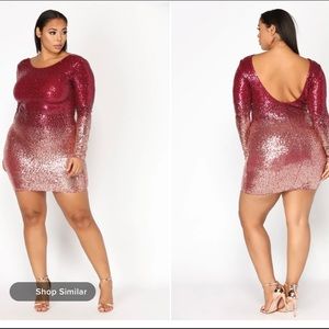 Plus Burgundy and rose gold Bodycon Dress 3x
